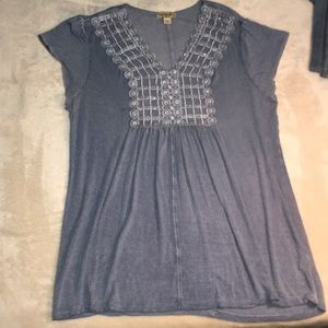 One World Blue Boho Tunic Top Sz. M